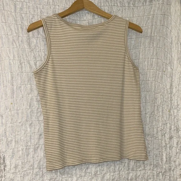Eddie Bauer: Women's Striped Tan Tank Top, 100% Cotton, Size: Medium - Picture 3 of 7